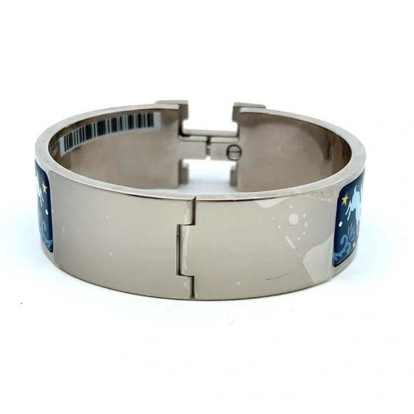 Hermes Wide Clic H Blue Enamel RGH Sous Le Charme Bangle Bracelet Birkin - Picture 5 of 10